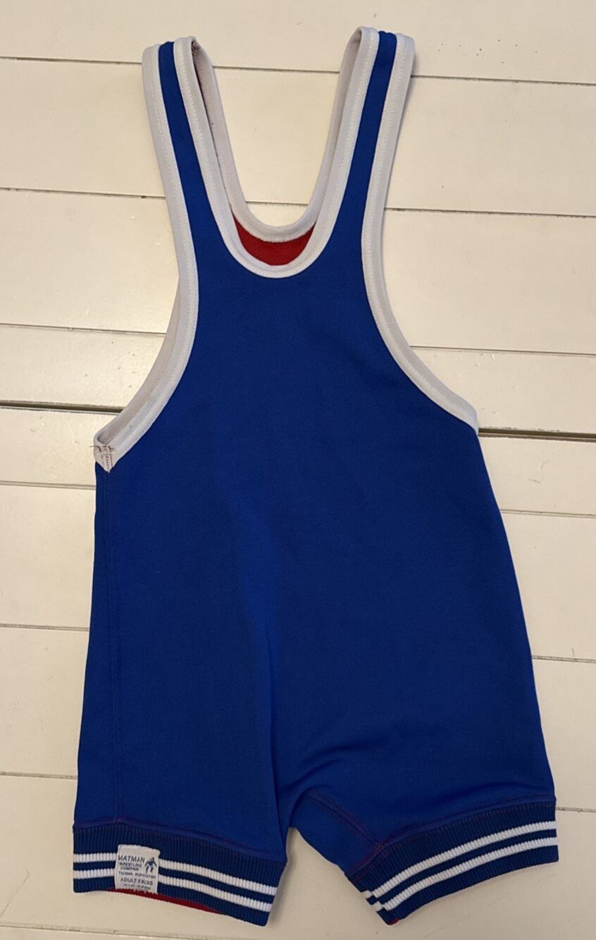 Vtg USA Matman Red Blue Reversible WRESTLING SINGLET Youth Size XXXXS 40-55 lbs